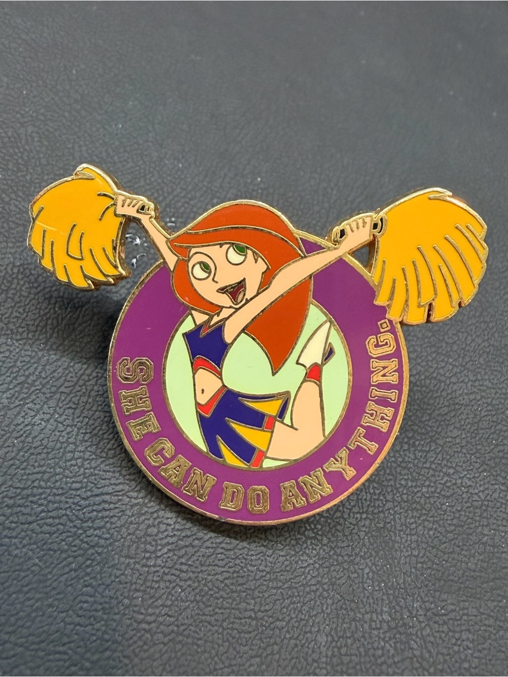 Disney Red-Head Cheerleader Enamel Pin with Yellow Pom-Poms